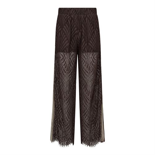 CO`COUTURE BUKSER, LETICC LACE PANEL PANT, DARK BROWN